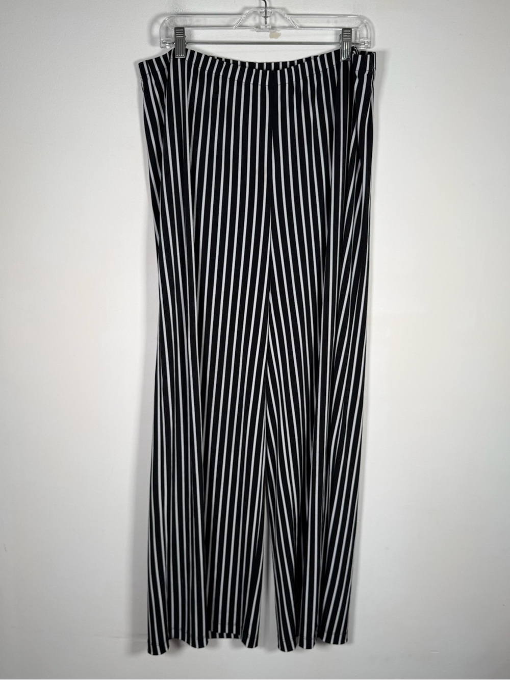 Chico's Women’s Size 3 (Extra Large) Black and White Striped Wide Leg Pants
